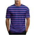 thumbnail image 2 of PNTUTB Men's Fashion Color-blocked Stripes Casual Athletic Comfort Loose Crew Neck Short Sleeve T-shirts, 2 of 6