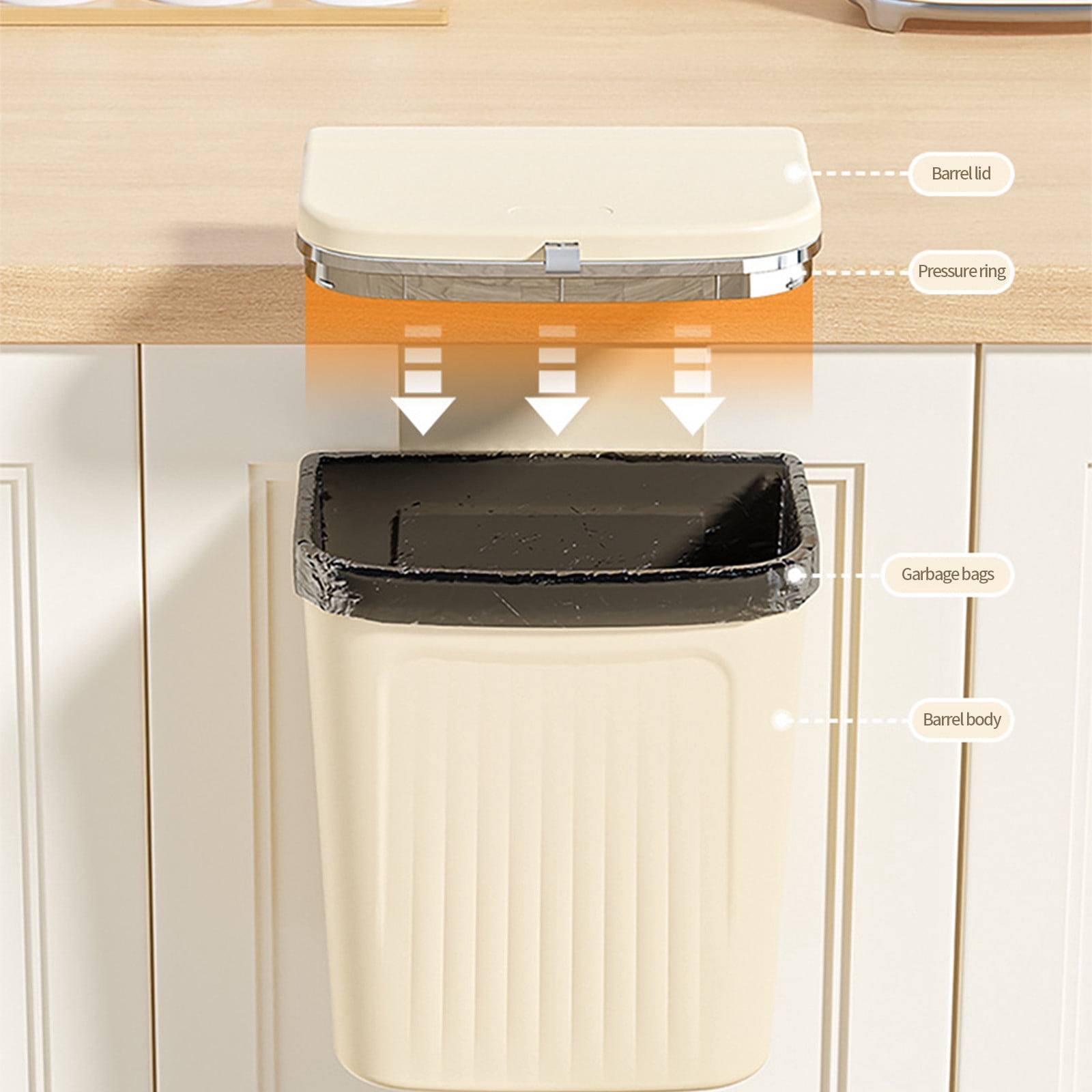 under $5 Fufafayo Plastic Trash Can with Press Top Lid for Bathroom White Narrow Dog Proof Garbage Can,Toilet Waste Basket and Covered Wastebasket for Room Bedroom Kitchen,Office and Dorm