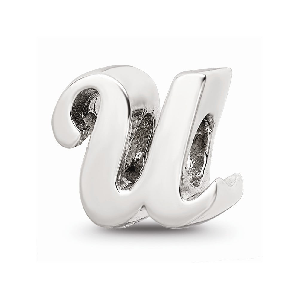 925 Sterling Silver Reflections Letter U Script Bead; for Adults and Teens; for Women and Men