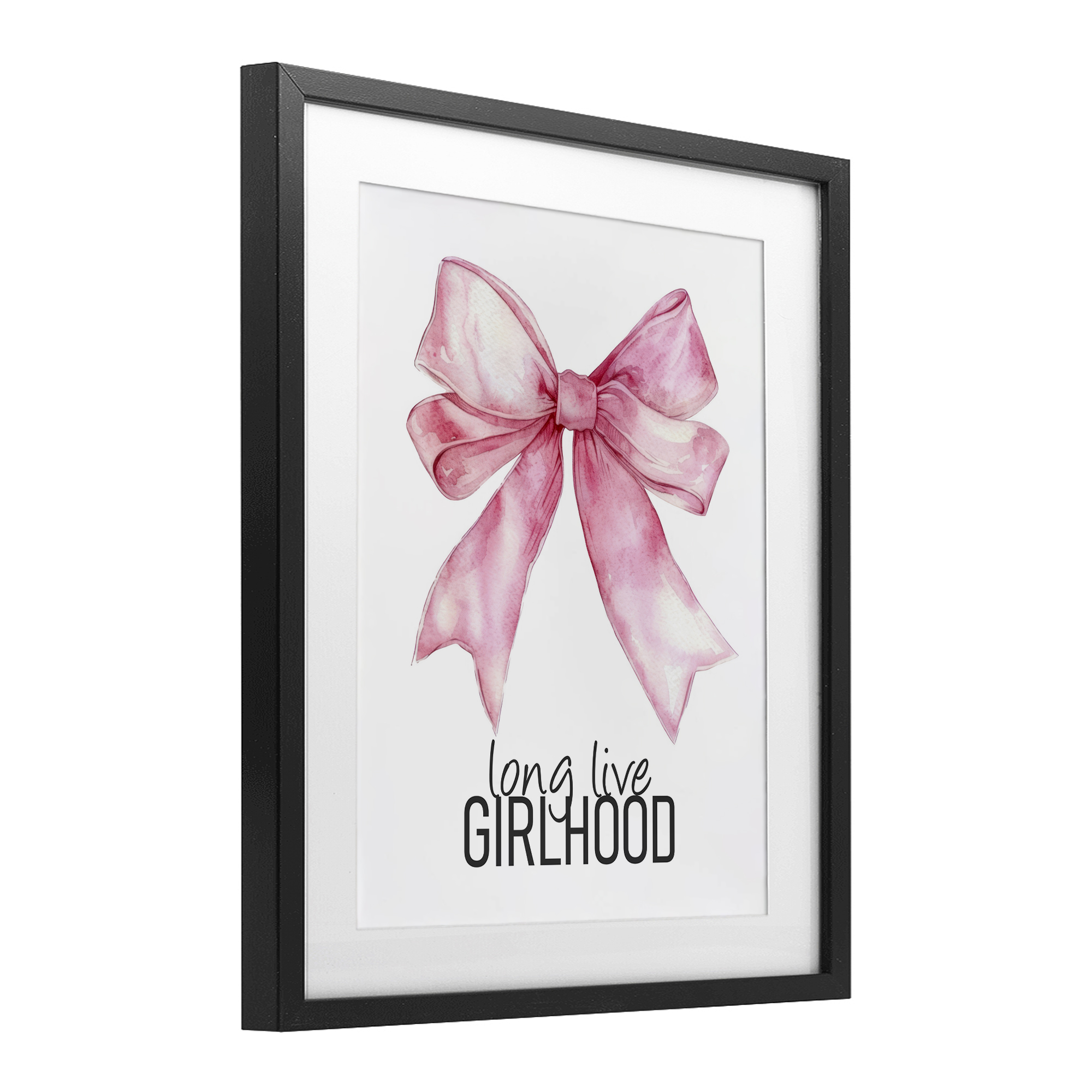 Long Live Girlhood Black Framed Print Under Glass, design by Kim Allen