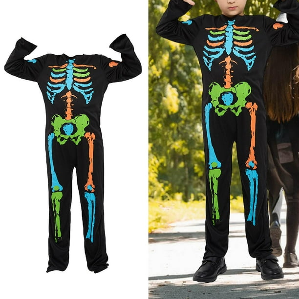 Ropa de disfraz de esqueleto de Halloween para ninos para fiestas tematicas de actuaciones escenicas S Walmart en linea