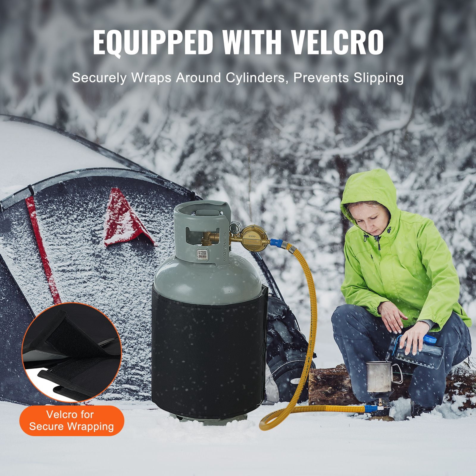 Propane Cylinder Heating Blanket 5-Layer Design Full-Wrap 90°F Constant Temperature Adjustable Controller for 20-40lb Gas Cylinders Outdoor Winter