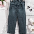 thumbnail image 4 of WOYY Toddler Girls Elastic Waist Jeans Straight Leg Denim Pants with Hearts Patches, Black, 4 of 8