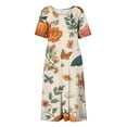 thumbnail image 4 of Halloween Summer Dresses for Women Comfy Funny Halloween Pumpkin Cocktail Dresses Short Sleeve Trendy Relaxed Fit Flowy Midi Halloween Costumes for Women Khaki S, 4 of 6