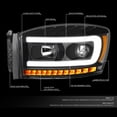 thumbnail image 2 of DNA Motoring For 06-09 Dodge Ram LED DRL Sequential Signal Projector Headlight Lamps Pair Black Amber, 2 of 6