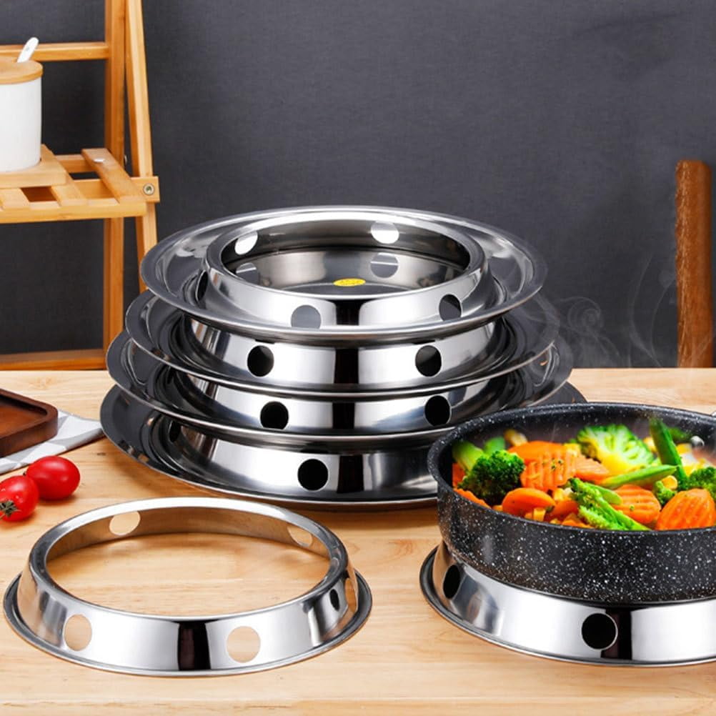 ABCISI 2 Pack Stainless Steel Wok Rings for Gas Stove, Durable Pot Holder Set, Universal Wok Ring Stand Fits Most Home Kitchens & Restaurants, Heat Resistant Cooking Rack for Wok and Frying Pan,9.2in