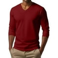 thumbnail image 6 of Felirenzacia Men's V Neck Sweatshirt, Casual Lightweight Cotton Long Sleeve Pullover Shirt Top,Wine,S, 6 of 6