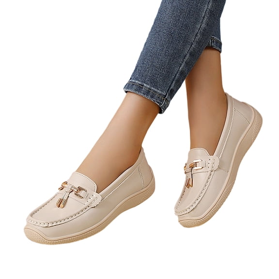 Willtoo Womens Wide Toe Loafers Slip On Comfort Platform Walking Shoes Casual Non Slip Flat Loafers for Daily Work Wear