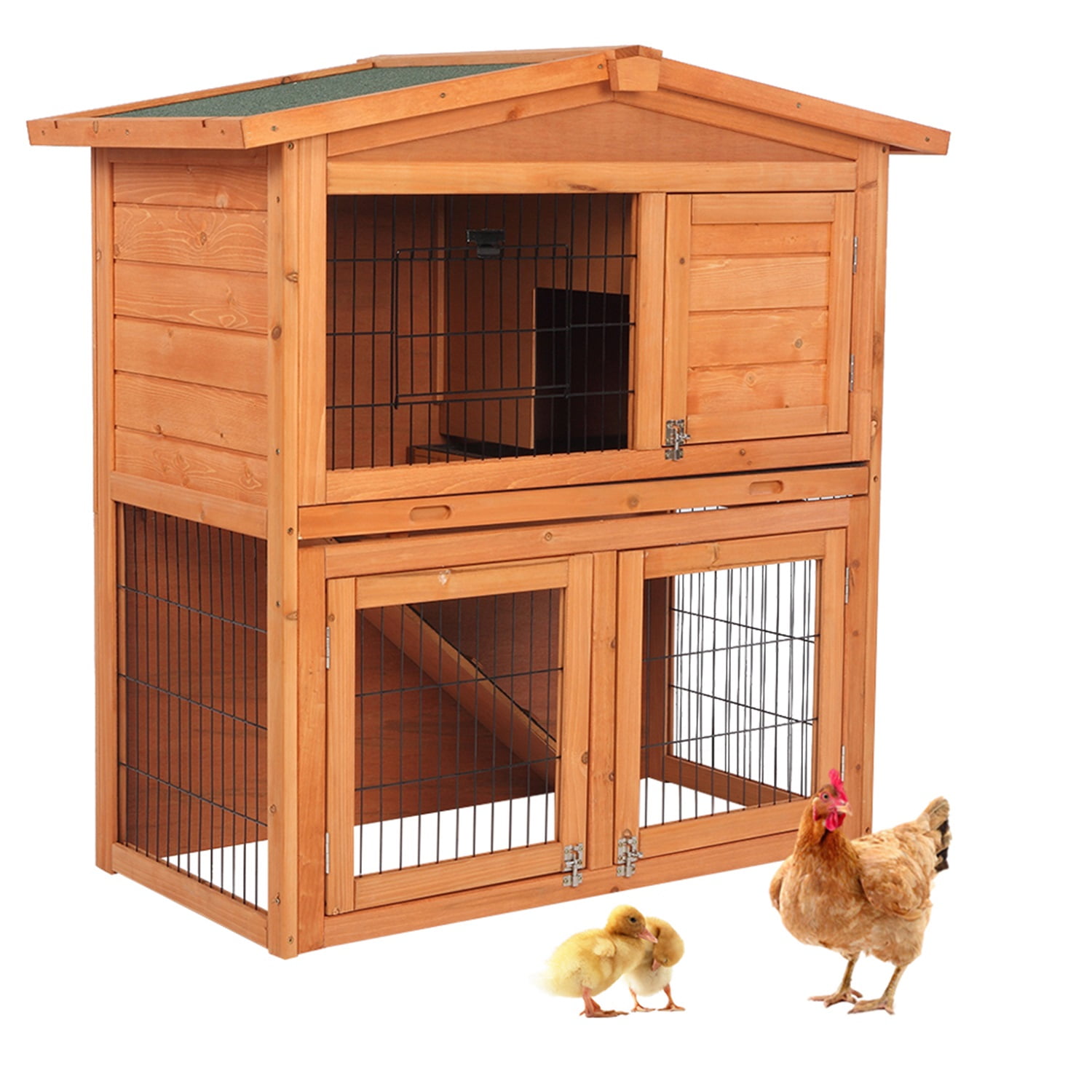 Pefilos 40 Inch Wooden Rabbit Hutch Triangle Roof Waterproof Bunny House A-Frame Pet Cage Wood Small House Poultry Cage, Orange Pefilos 40 Inch Wooden Rabbit Hutch Triangle Roof Waterproof Bunny House A-Frame Pet Cage Wood Small House Poultry Cage, Orange