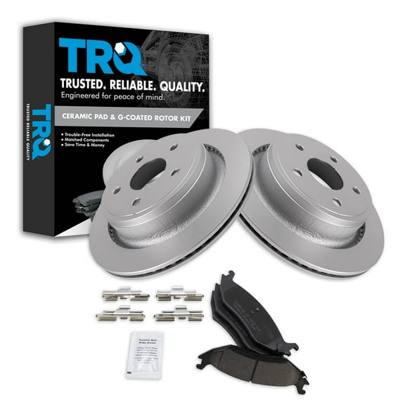 TRQ Ceramic Brake Pad & Coated Rotor Kit Rear Fits Select Dodge Ram 1500 Pickup Truck