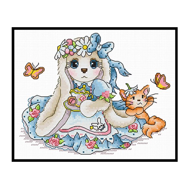 11CT punto de cruz parcial conejo estampado DIY Animal impreso pared arte hogar manualidades Likrtyny decoración de arte