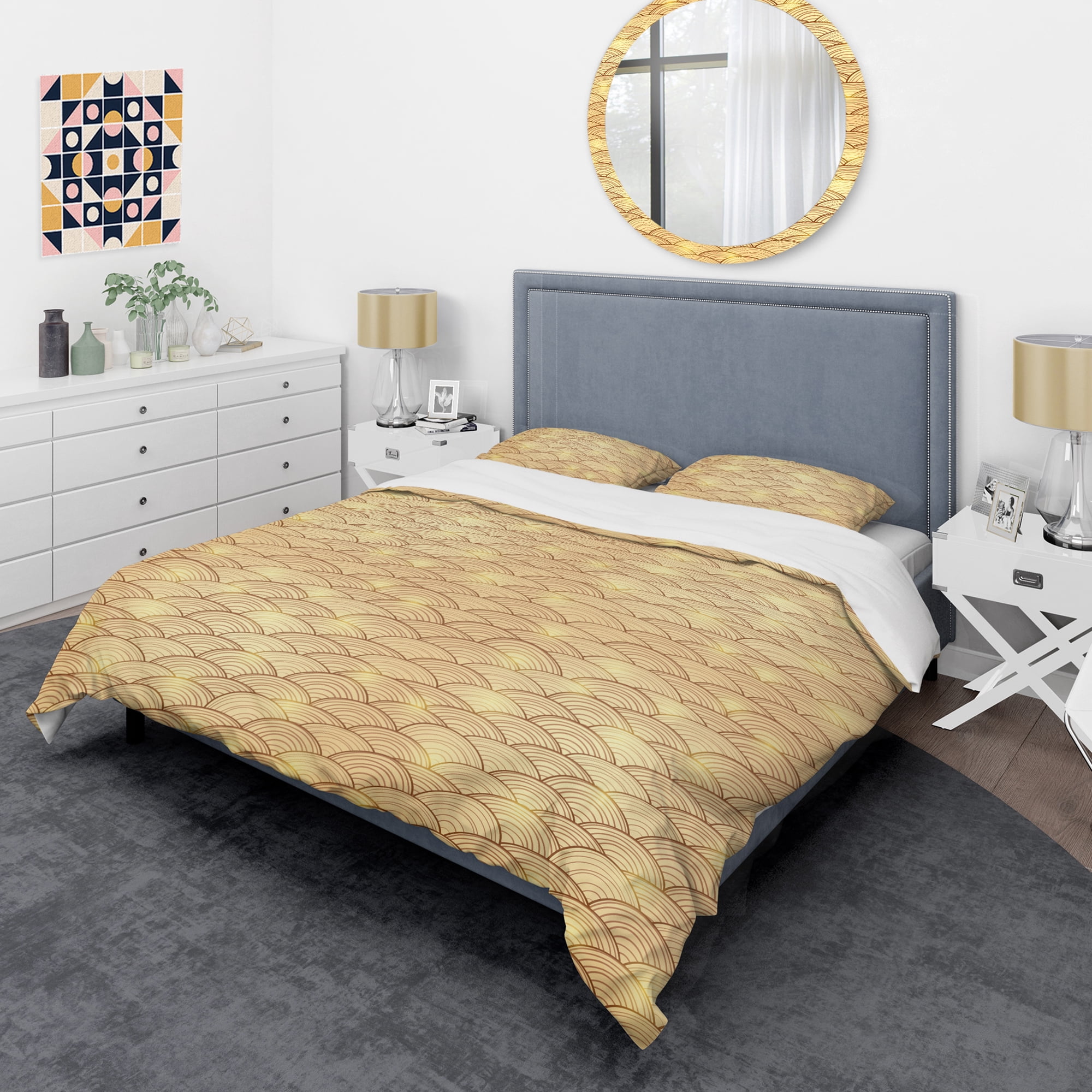 Designart 'Golden Clouds In The Sky' Mid-Century Modern Duvet Cover Set