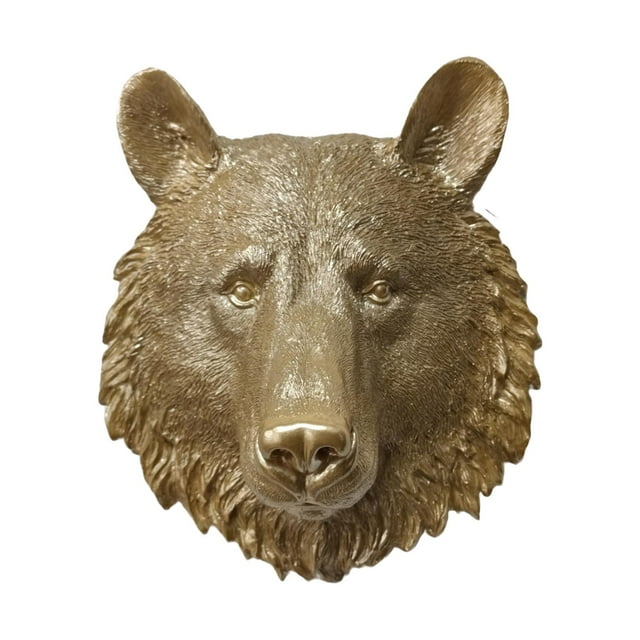 Estatua de pared con cabeza de Animal de poliresina, placa decorativa montada en la pared, adorno de pared, estatuilla para decoración de granja, Oso