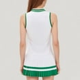 thumbnail image 5 of Women's Sleeveless Tennis Dress with Zip Front Contrast Trim Collar and Colorblock Pleated Skirt - Medium, Green, 5 of 6