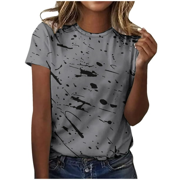 Birdeem Womens Summer Printed Round Neck Short Sleeve T-Shirt