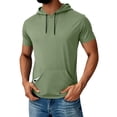 thumbnail image 2 of Trgacdwlo Mens Short Sleeve Hoodie Quick Dry Athletic Shirts for Men Moisture Wicking Sun Protection Hooded Gym Shirts Men Green L, 2 of 8