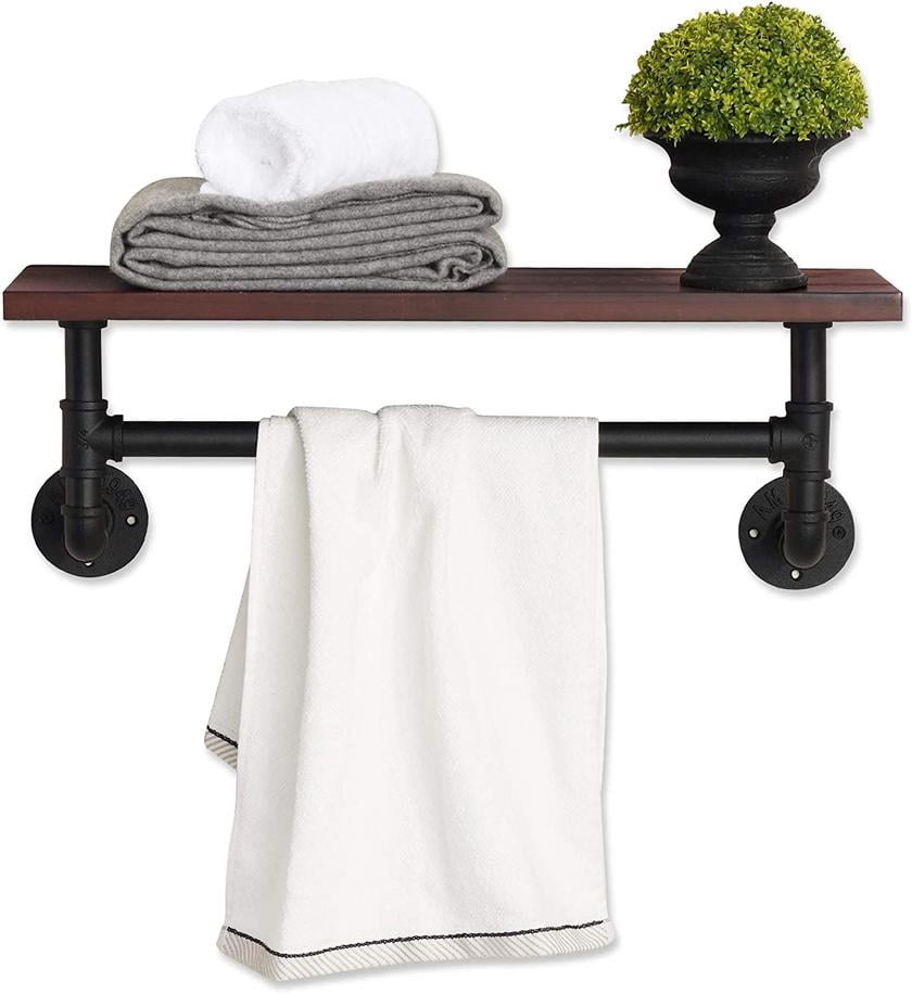 Ivinta Industrial Pipe Bathroom Wall Shelf, Rustic Wall Mounted Storage