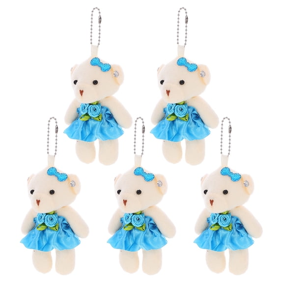 LOLIPPYY 5-Pack Small Bear Plush Backpack Charms for Kids, Cute Tiny Stuffed Bear Decorations