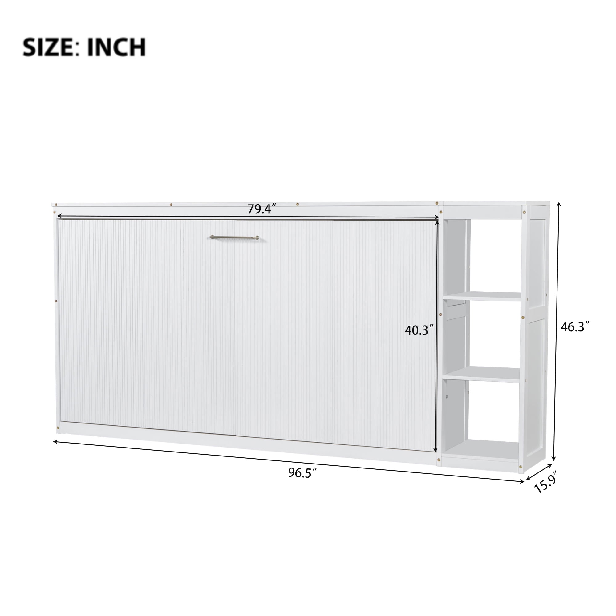 MAYEERTY Twin Size Murphy Bed - With Bookshelf, White