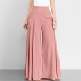 thumbnail image 2 of Womens Front Pleated Skirt Wide Leg Palazzo Pants High Waist Smooth Drapey Plus Size Pants Flowy Loose Fit Office Work Casual Pants , #03 Pink, 4XL, 2 of 5