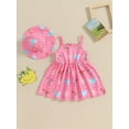 thumbnail image 4 of Musuos Toddler Girls Summer Sweet Dress 6M 12M 18M 24M 3Y 4Y Pink Sleeveless Chicken Print Slip Dress with Sun Hat, 4 of 10