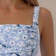 thumbnail image 4 of Women Floral Printed Swimsuit One Piece Bathing Suit Square Neck Low Back Ruched Summer Beach Modest Swimwear (M, Light Blue), 4 of 7