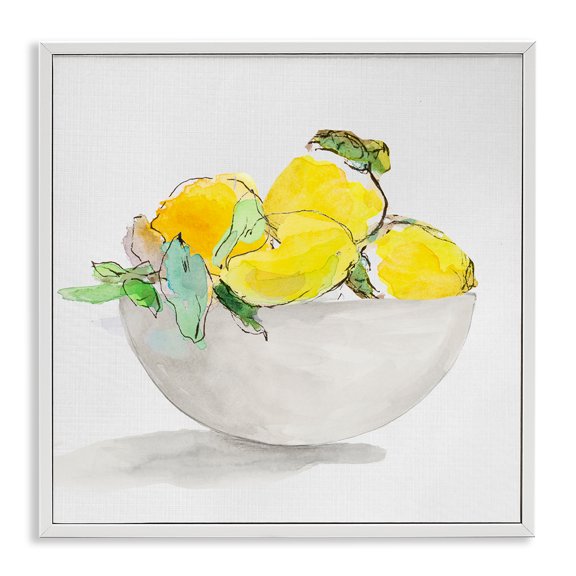 Stupell Industries French Country Lemon Bowl White Framed Giclee Art, 24 x 24, by Lanie Loreth