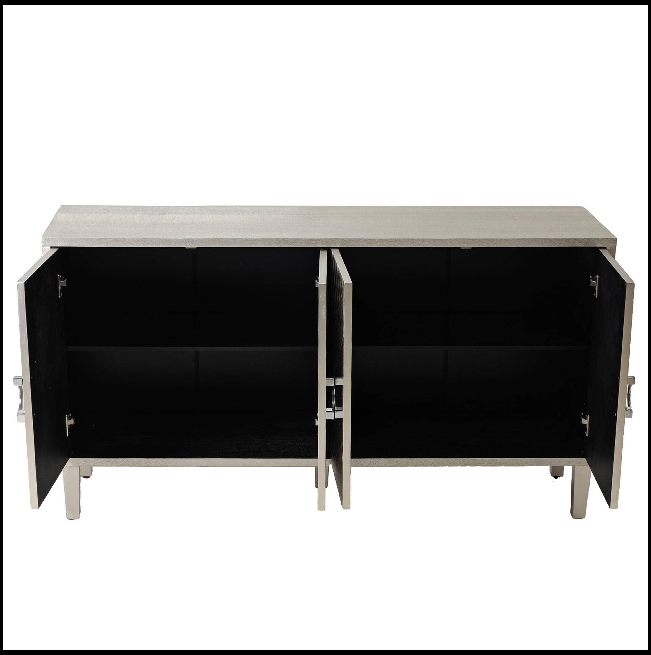 Stylish and Functional 4-Door Storage Cabinet with Pine Legs and MDF
