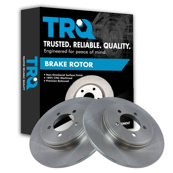 TRQ Rear Brake Rotors Set Solid Fits Select 2003-2005 Lincoln Aviator