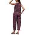 thumbnail image 3 of INSPIRE CHIC Gingham Pants Set for Women's 2 Piece Outfits Sleeveless Crop Top and Lounge Wide Leg Pants L Rust, 3 of 6