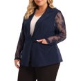 thumbnail image 4 of Agnes Orinda Women's Plus Size Work Notch Lapel Lace Front Blazers Jackets, 4 of 6