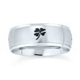 thumbnail image 2 of Bling Jewelry Mens Celtic Shamrock Clover Band Ring Matte Finish Stainless Steel 8MM, 2 of 4