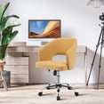 thumbnail image 3 of Gymax Adjustable Swivel Desk Vanity Chair Upholstered Office Chair w/ Hollow Out Back, 3 of 10