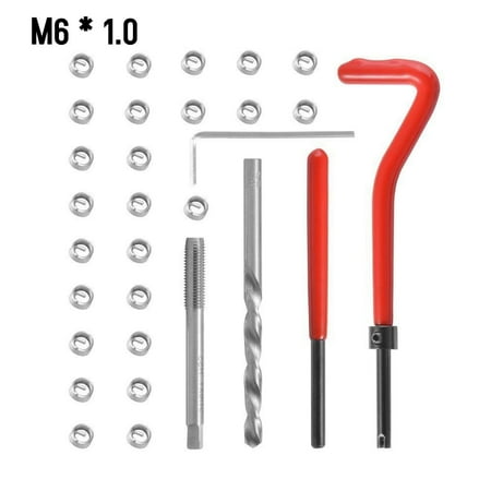 

Ametoys 30Pcs Metric Thread Insert Kit M5 M6 M8 M12 M14 Helicoil Car Pro Coil Tool M6 * 1.0