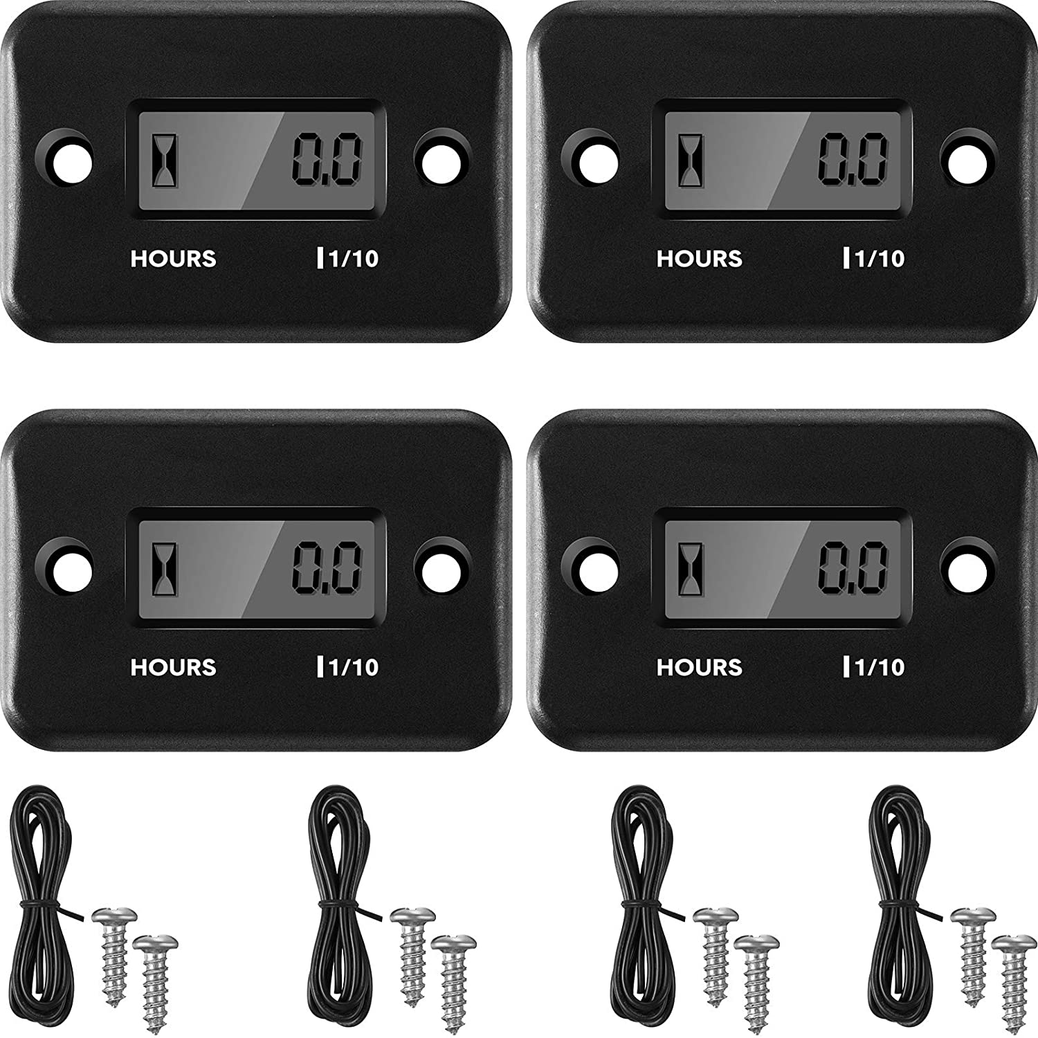 4 Pieces Inductive Hour Meters Digital Engine Meter Automatically