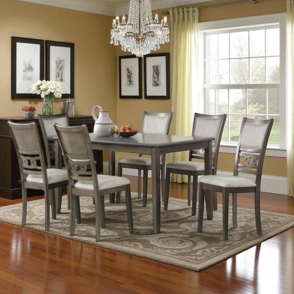 Cosmic Homes 7 Pcs Dining Table Set for 6 Grey | Modern Dining Chairs Set of 6 & Dining Room Table | Table a Manger, Chaise de Cuisine | Table and Chairs Set Kitchen | Grey Kitchen Table Set
