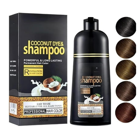 ABBASI & CO Coconut Dye Instant Hair Shampoo for Gray Hair - Herbal Black Hair Dye Shampoo 3 in 1 for Women & Men, Black Hair Dye, COLOR Shampoo, Champu Para Canas Para Canas (DARK BROWN)