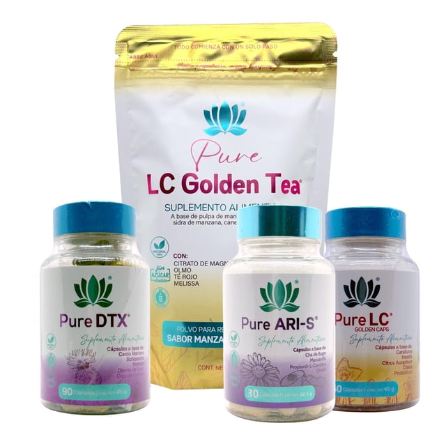 Kit Golden LC Detox (LC GOLDEN caps y polvo, DTX caps, ARI-S) Pure Health