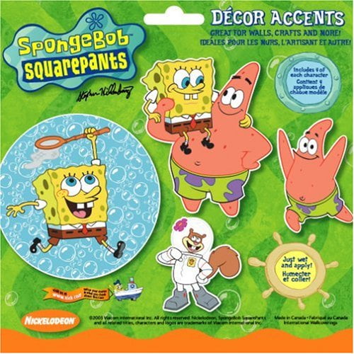 4 Sheets Details about  / Spongebob Squarepants Removable /& Reusable Room Appliques Stickers