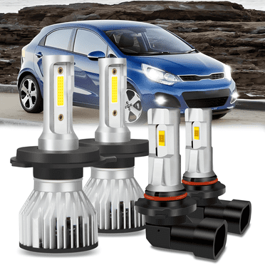 For 2018 2019 2020 Kia Rio Sedan LED Headlight Kit 6000K White High/Low Beam   Fog Light Bulbs 4pc