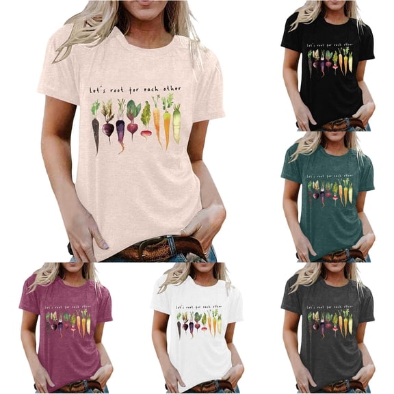WERYOUNG Womens T Shirts Short Sleeve Crew Neck Graphic Print Loose Fit Tees For Everyday Wear Breathable Tops L