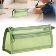 thumbnail image 3 of Transparent Mesh Pencil Case, Large Capacity Double Layer Pen Organizer With Zipper, Triangular Standing Storage Bag For Art Supplies (Multicolor ,22*10), 3 of 9