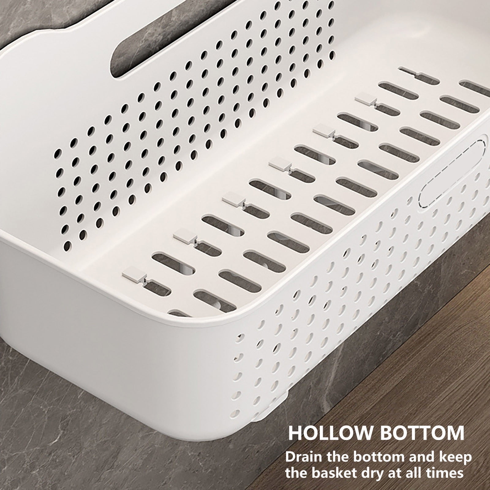 SouMaox Wall Mounted Storage Basket, Adhesive Floating Shelf, Plastic Organizer, Holding Toiletries Washing Supplies for Bathroom Kitchen