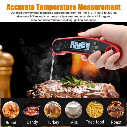 Instant Read Digital Meat Thermometer Fast For Kitchen Food Cooking Bbq Grilling