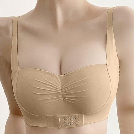 LLYWEY Wireless Bralette on Sale Full Support Bras Women Ladies Balconette Bra Style-1097 Women s Plus Lift Bra Feature Adult Female Push up Sports Bras Khaki 40B