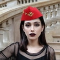 thumbnail image 4 of Sombrero de baile marinero, espectáculo de danza cuadrada, abanico de velero, azafata, barco, otoño, tres estrellas, boinas de trigo, gorra militar (rojo), 4 of 7