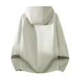 thumbnail image 4 of Mens Softshell Jackets Windproof Drawstring Hooded Long Sleeve Full Zipper Fashion Casual Jacket with Pockets Beige XXXL, 4 of 6