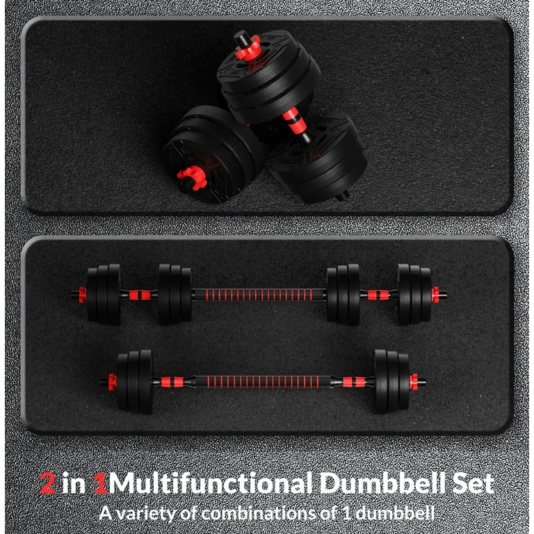 BalanceFrom 60LB 2 in 1 Portable Changeable Dumbbell and Barbell Set with Adjustable Weights
