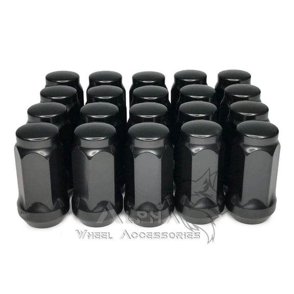 20 Black Lug Nuts 14x1.5 For 2008 - Newer Dodge Challenger Scatpack SRT 1.75"