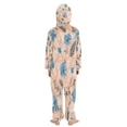 thumbnail image 3 of Soft Big Kids Onesie Pajamas Cozy Loose-Fit Jumpsuits for kids with Pockets for Christmas Lounge & Play Blue Flowers and Pink Leaves, 3 of 8